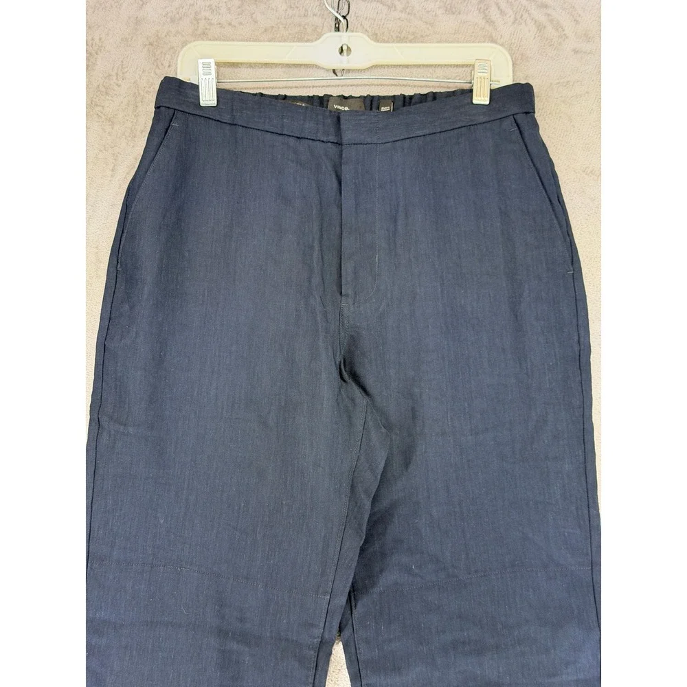 Vince Linen Pants Mens M Louie Straight Fit Navy Blue Italian Fabric EUC